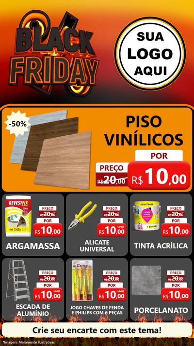Modelo de Rede Social para Stories com o tema Black Friday para Material para Construção