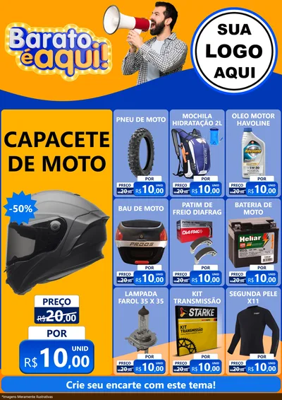 Modelo de Encarte para Encarte A4 Vertical com o tema Barato é aqui para Moto peças
