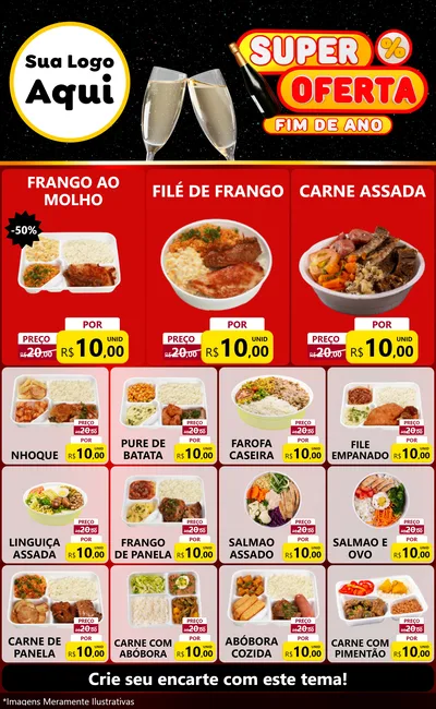 Modelo de Encarte para Encarte Grande com o tema Super Oferta Fim de Ano para Restaurante