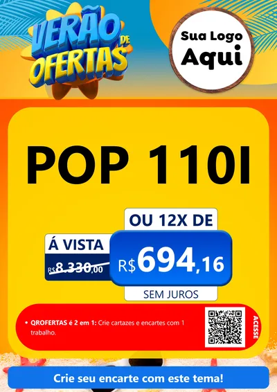 Modelo de Cartaz para Cartaz A4 Vertical com o tema Verão de Ofertas para Concessionaria de Motos