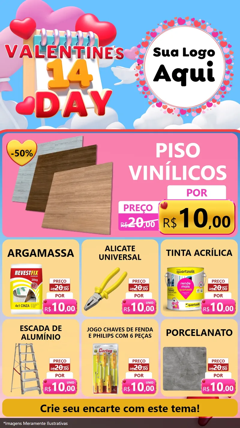 Modelo de Rede Social para Stories com o tema Valentine's Day para Material para Construção