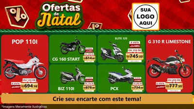 Modelo de TV para TV Horizontal com o tema Ofertas de Natal para Concessionaria de Motos