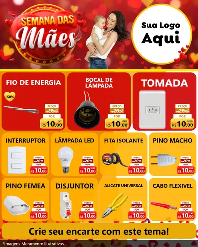 Modelo de Rede Social para Feed Instagram com o tema Semana das Mães para Materiais Elétricos