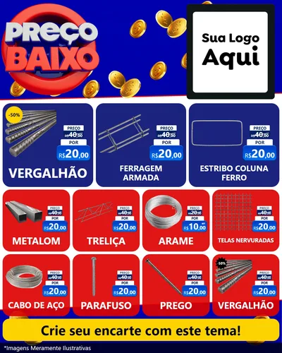 Modelo de Rede Social para Feed Instagram com o tema Preço Baixo para Ferragens