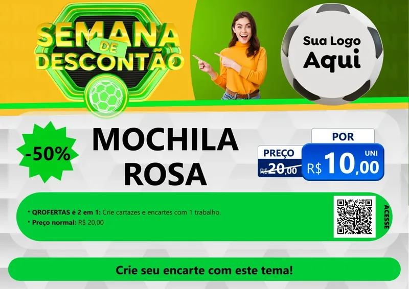 Modelo de Cartaz para Cartaz A4 Horizontal com o tema Semana de Descontão - Copa para Papelaria