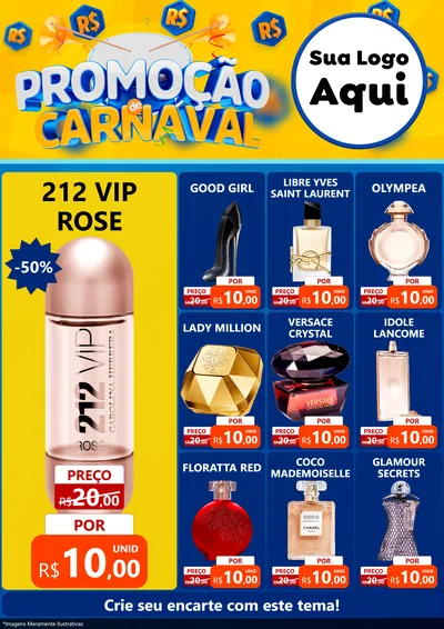 Modelo de Encarte para Encarte A4 Vertical com o tema Promoção de Carnaval para Perfumes