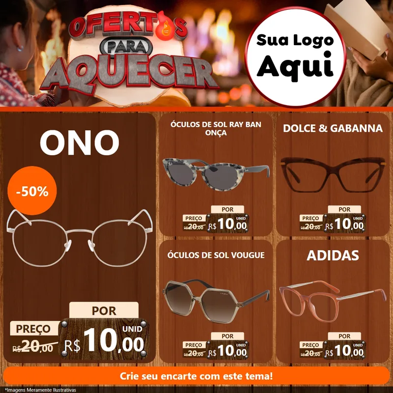 Modelo de Rede Social para Feed Facebook com o tema Ofertas Para Aquecer para Óticas