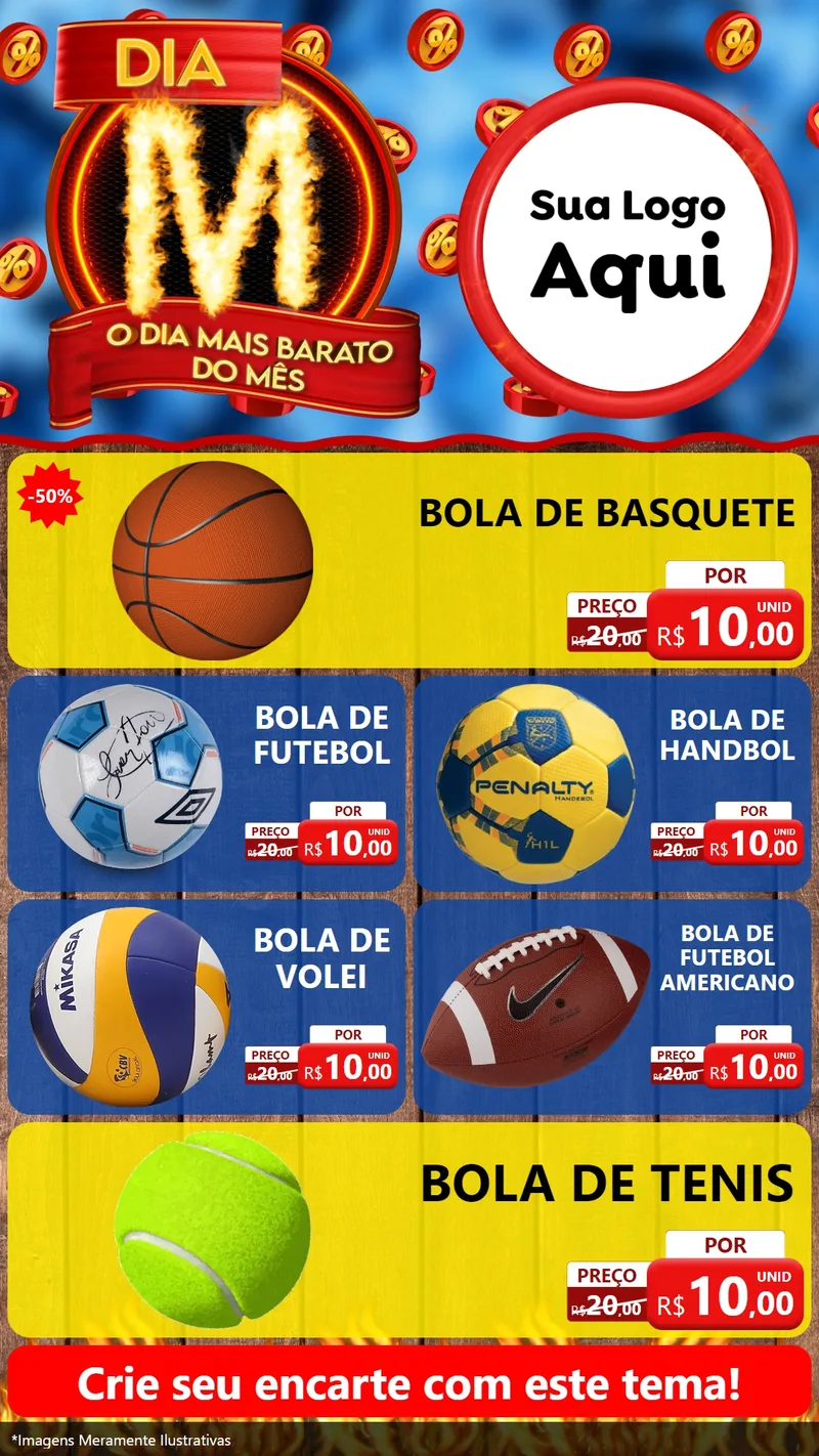 Modelo de TV para TV Vertical com o tema Dia M - O Dia Mais Barato Do Mês para Artigos Esportivos