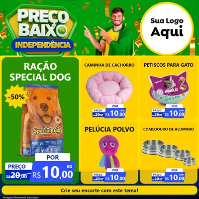 Modelo de Rede Social para Feed Facebook com o tema Preço Baixo de Independência para Pet Shop
