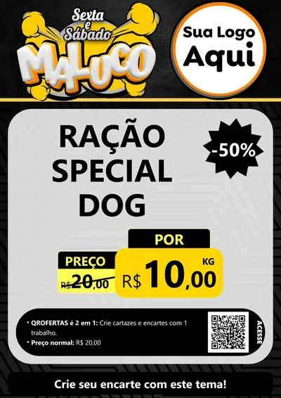 Modelo de Cartaz para Cartaz A4 Vertical com o tema Sexta e Sábado Maluco para Pet Shop