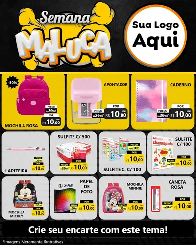 Modelo de Rede Social para Feed Instagram com o tema Semana Maluca para Papelaria