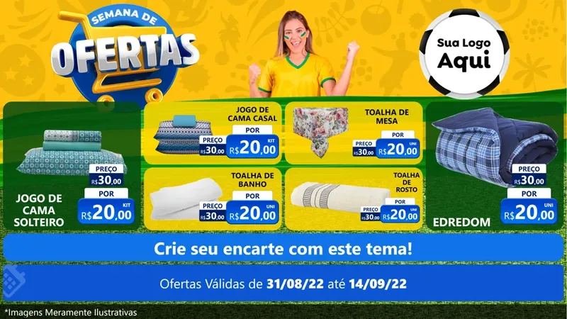Modelo de TV para TV Horizontal com o tema Semana de Ofertas - Copa para Cama, Mesa e Banho