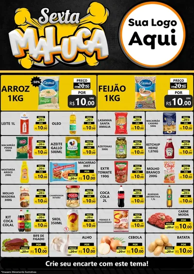 Modelo de Encarte para Encarte A4 Vertical com o tema Sexta Maluca para Supermercado
