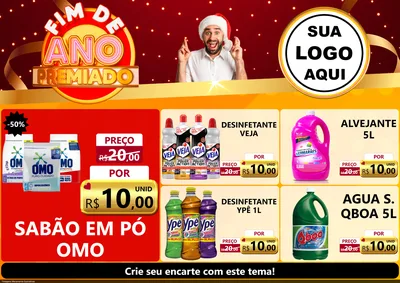 Modelo de Encarte para Encarte A4 Horizontal com o tema Fim de Ano Premiado para Produtos de Limpeza