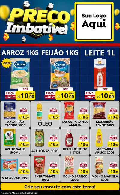 Modelo de Encarte para Encarte Grande com o tema Preço Imbatível para Supermercado