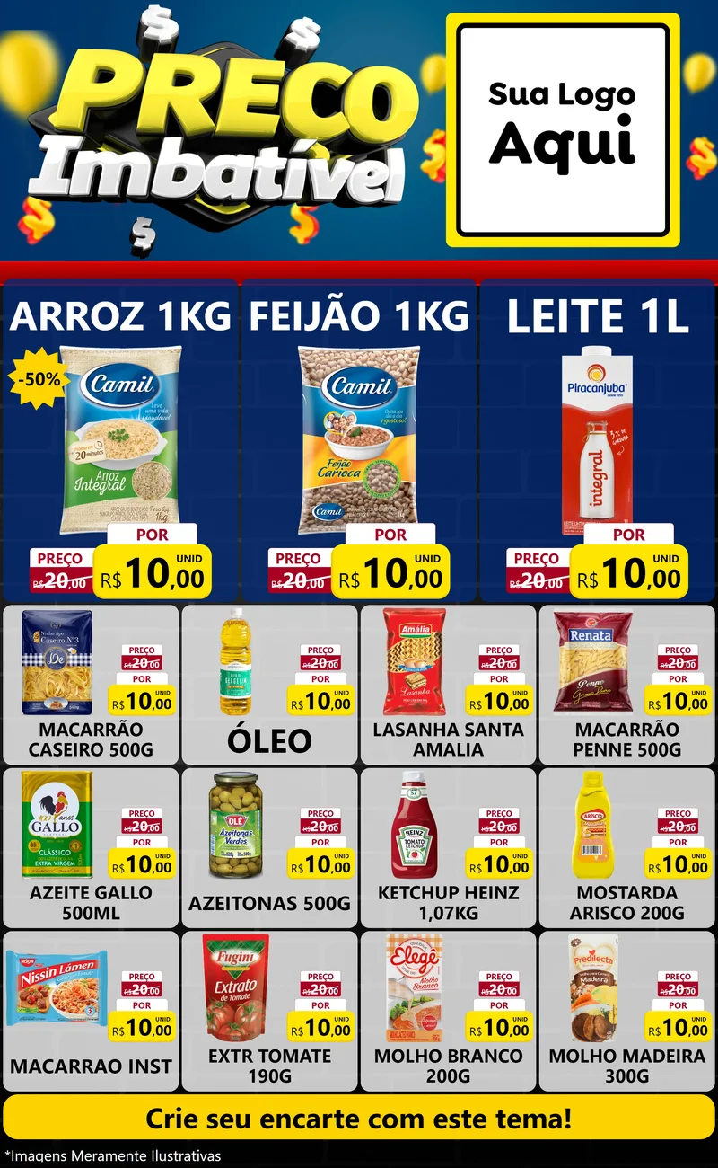 Modelo de Encarte para Encarte Grande com o tema Preço Imbatível para Supermercado