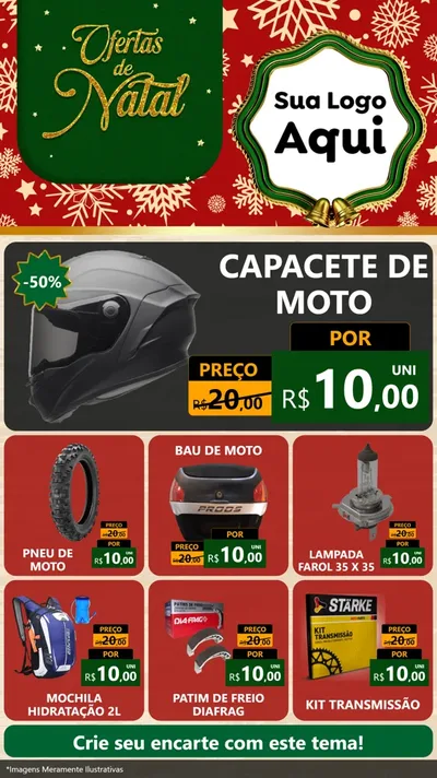 Modelo de Rede Social para Stories com o tema Natal de Ofertas para Moto peças