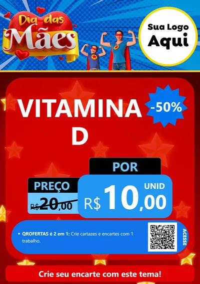 Modelo de Cartaz para Cartaz A4 Vertical com o tema Dia das Mães para Farmácia