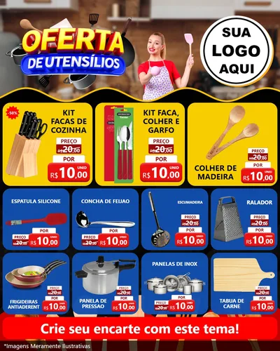 Modelo de Rede Social para Feed Instagram com o tema Oferta de Utensílios para Utilidades Domésticas