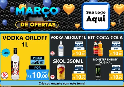 Modelo de Encarte para Encarte A4 Horizontal com o tema Março de Ofertas para Distribuidora de bebidas