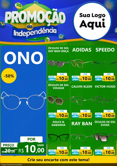 Modelo de Encarte para Encarte A4 Vertical com o tema Promoção da Independência para Óticas