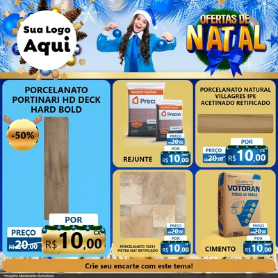 Modelo de Rede Social para Feed Facebook com o tema Ofertas de Natal para Pisos e revestimentos