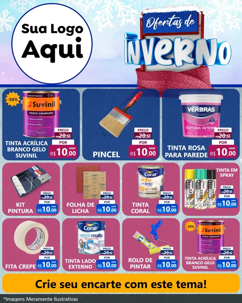 Modelo de Rede Social para Feed Instagram com o tema Ofertas de Inverno para Tintas e Ferramentas