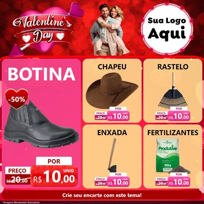 Modelo de Rede Social para Feed Facebook com o tema Valentine's Day para Agropecuária