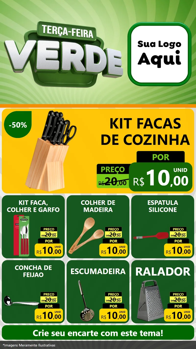 Modelo de Rede Social para Stories com o tema Terça - Feira Verde para Utilidades Domésticas