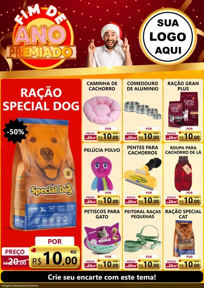 Modelo de Encarte para Encarte A4 Vertical com o tema Fim de Ano Premiado para Pet Shop