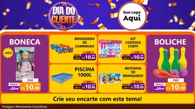 Modelo de TV para TV Horizontal com o tema Dia do Cliente para Brinquedos