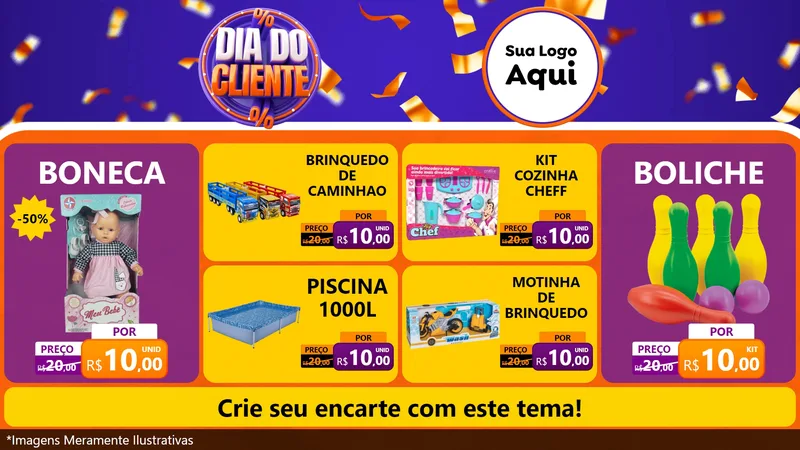 Modelo de TV para TV Horizontal com o tema Dia do Cliente para Brinquedos