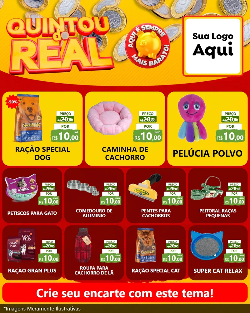 Modelo de Rede Social para Feed Instagram com o tema Quintou do Real para Pet Shop