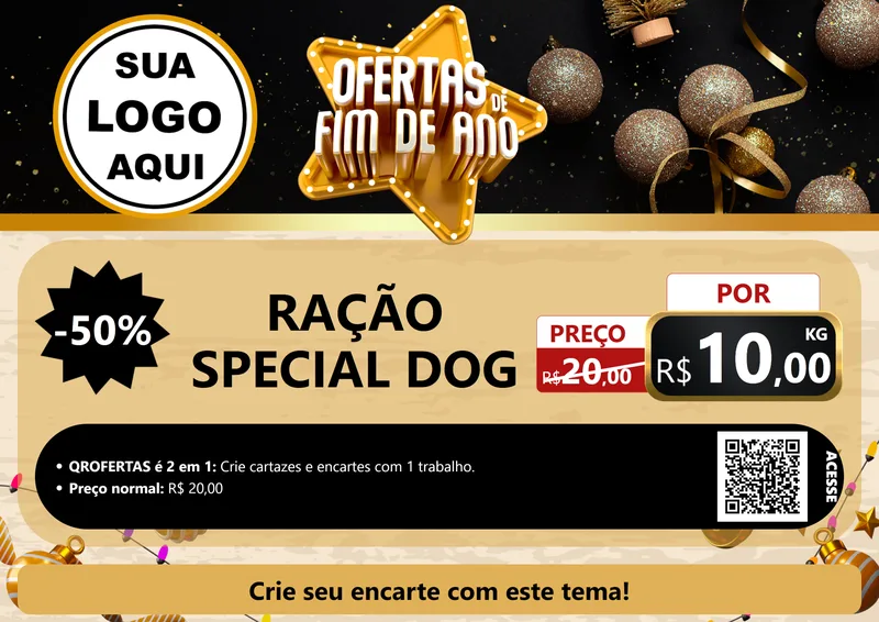 Modelo de Cartaz para Cartaz A4 Horizontal com o tema Ofertas de Fim de Ano para Pet Shop