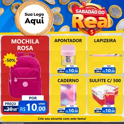 Modelo de Rede Social para Feed Facebook com o tema Sabadão do Real para Papelaria