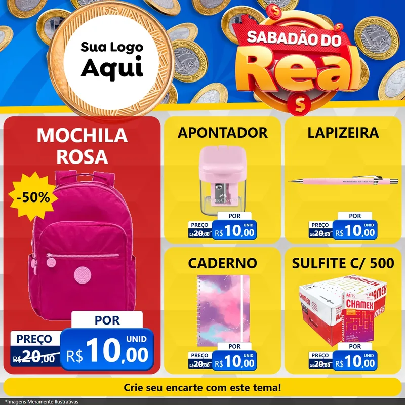 Modelo de Rede Social para Feed Facebook com o tema Sabadão do Real para Papelaria