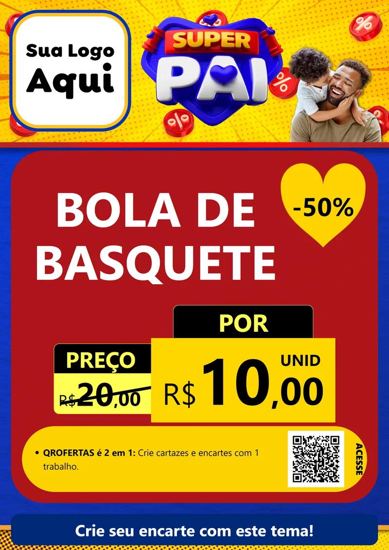 Modelo de Cartaz para Cartaz A4 Vertical com o tema Super Pai para Artigos Esportivos
