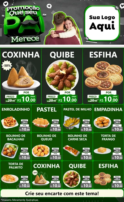 Modelo de Encarte para Encarte Grande com o tema Promoção Que seu Pai Merece para Salgadaria