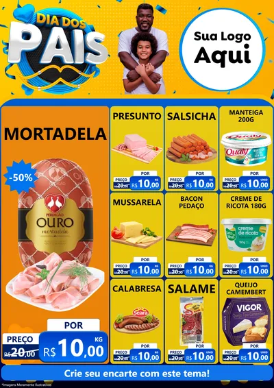 Modelo de Encarte para Encarte A4 Vertical com o tema Dia dos Pais para Frios e Laticínios