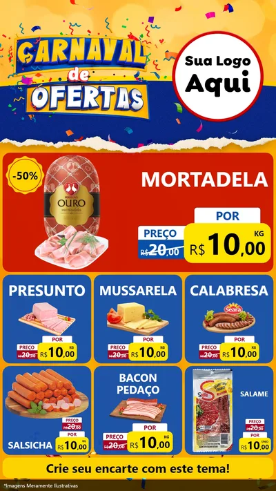 Modelo de Rede Social para Stories com o tema Carnaval de Ofertas para Frios e Laticínios