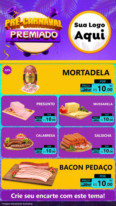 Modelo de TV para TV Vertical com o tema Pré-Carnaval Premiado para Frios e Laticínios