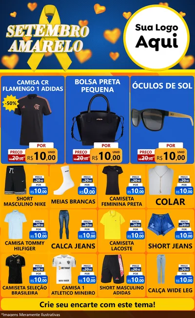 Modelo de Encarte para Encarte Grande com o tema Setembro Amarelo para Roupas e acessórios