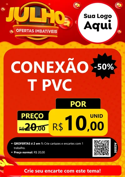 Modelo de Cartaz para Cartaz A4 Vertical com o tema Julho Ofertas Imbatíveis para Tubos e conexões