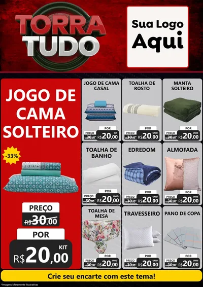 Modelo de Encarte para Encarte A4 Vertical com o tema Torra Tudo para Cama, Mesa e Banho