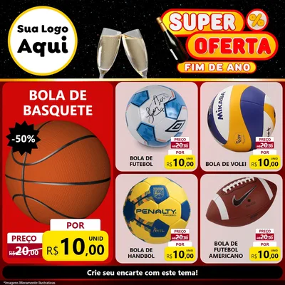 Modelo de Rede Social para Feed Facebook com o tema Super Oferta Fim de Ano para Artigos Esportivos