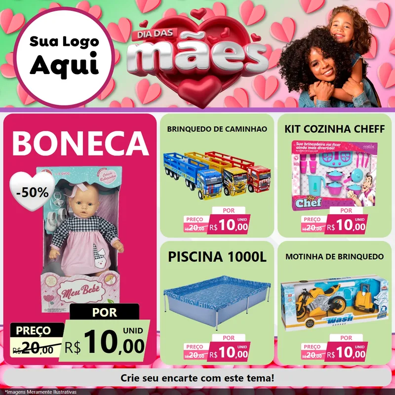 Modelo de Rede Social para Feed Facebook com o tema Dia das Mães para Brinquedos