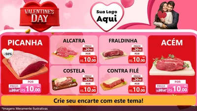 Modelo de TV para TV Horizontal com o tema Valentine's Day para Açougue