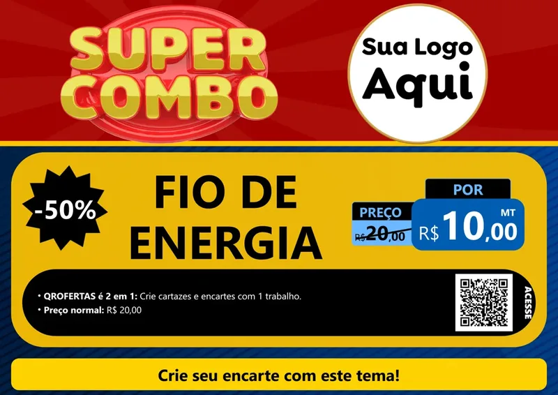 Modelo de Cartaz para Cartaz A4 Horizontal com o tema Super Combo para Materiais Elétricos