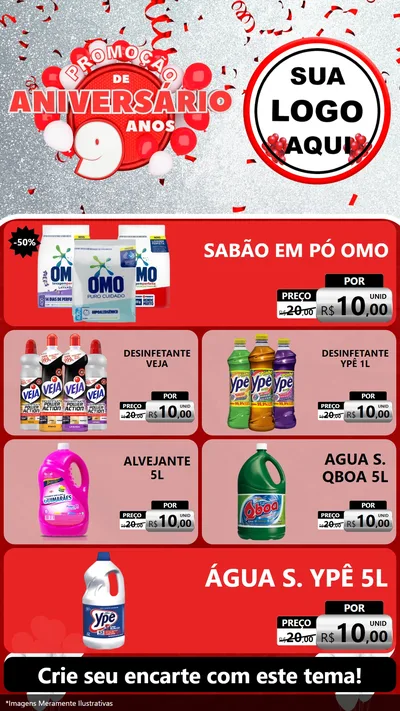 Modelo de TV para TV Vertical com o tema Promoção de Aniversário - 9 Anos para Produtos de Limpeza