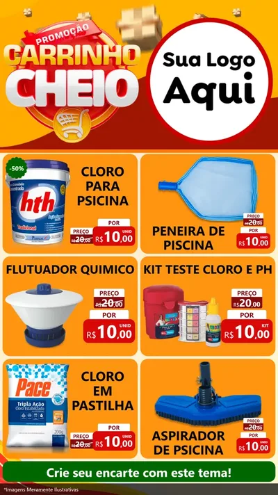 Modelo de Rede Social para Stories com o tema Promoção carrinho cheio para Produtos para Piscina